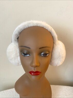 Anne Klein White Faux Fur Earmuffs